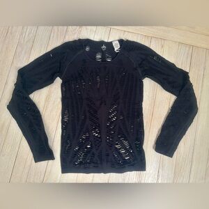 ALO Yoga Black Cutout Long Sleeve Top